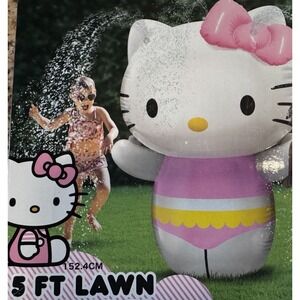 Hello Kitty 5 Ft Inflatable Lawn Sprinkler Summer Water Toy Outdoor Fun Sanrio